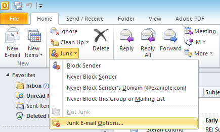 Outlook Junk filter